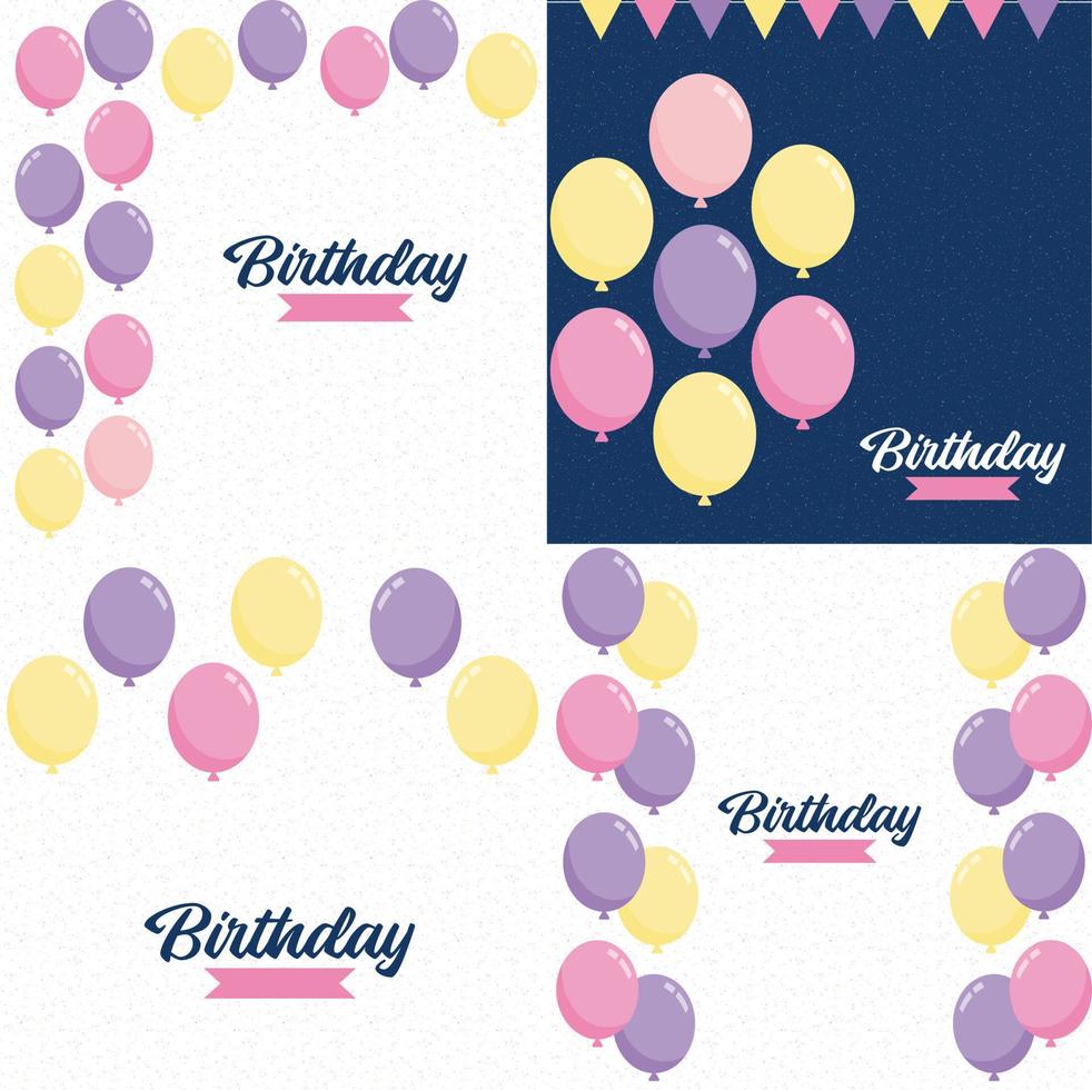 compleanno bandiera con telaio e disegnato a mano cartone animato acquerello palloncini simboleggiante un' compleanno festa design adatto per vacanza saluto carte e compleanno inviti vettore