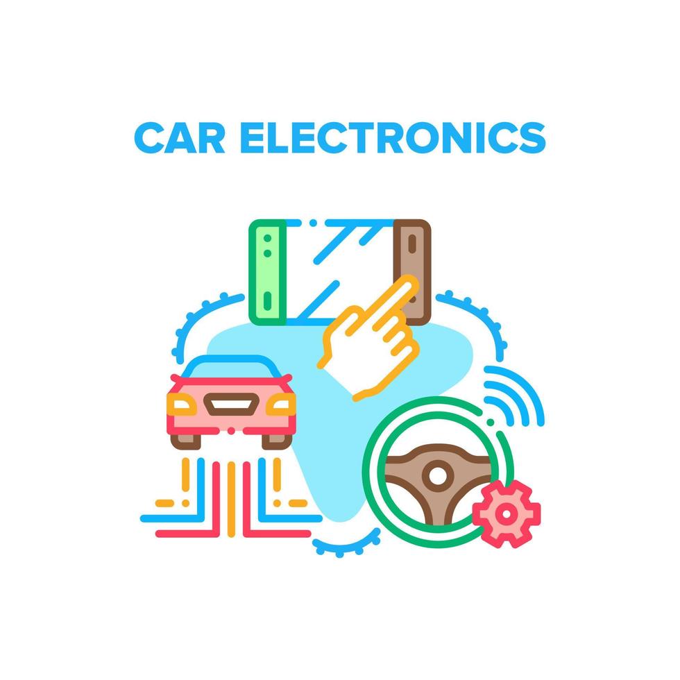 illustrazione a colori del concetto di vettore di elettronica per auto