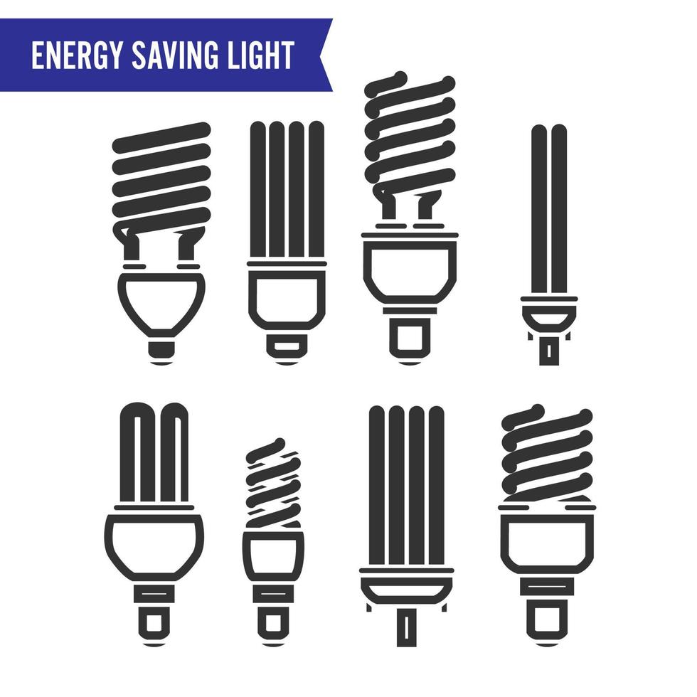 energia Salvataggio leggero vettore. impostato di energia Salvataggio leggero bulbi icona. vettore