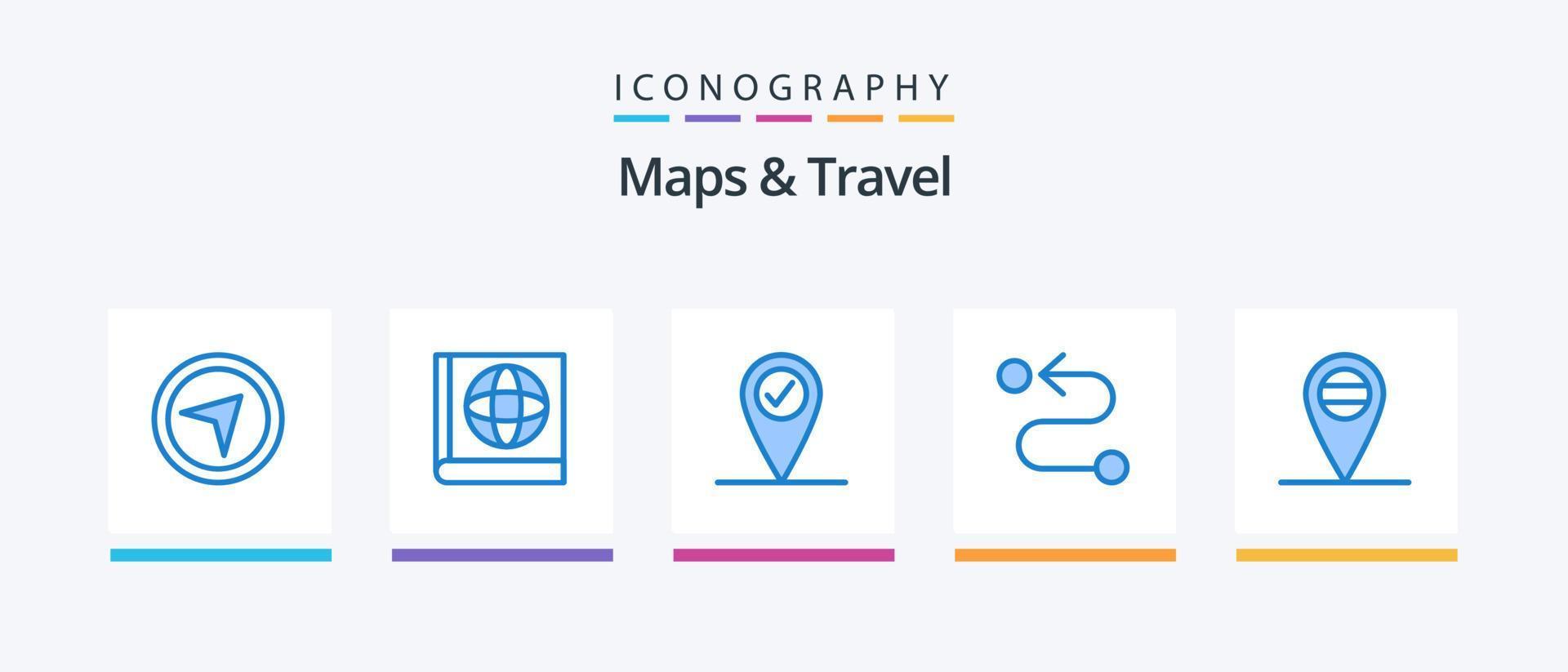 mappe e viaggio blu 5 icona imballare Compreso . strada.. creativo icone design vettore