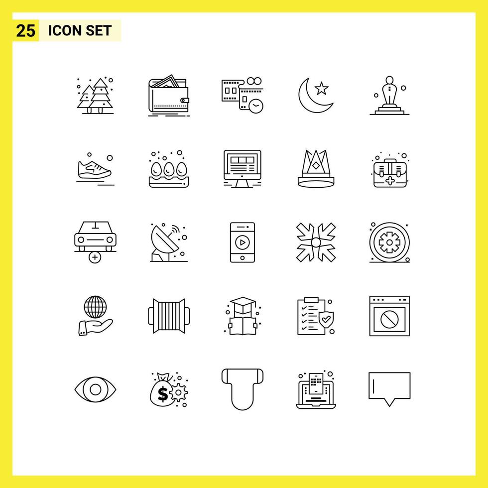 25 creativo icone moderno segni e simboli di cinema stella borsa notte tempo modificabile vettore design elementi