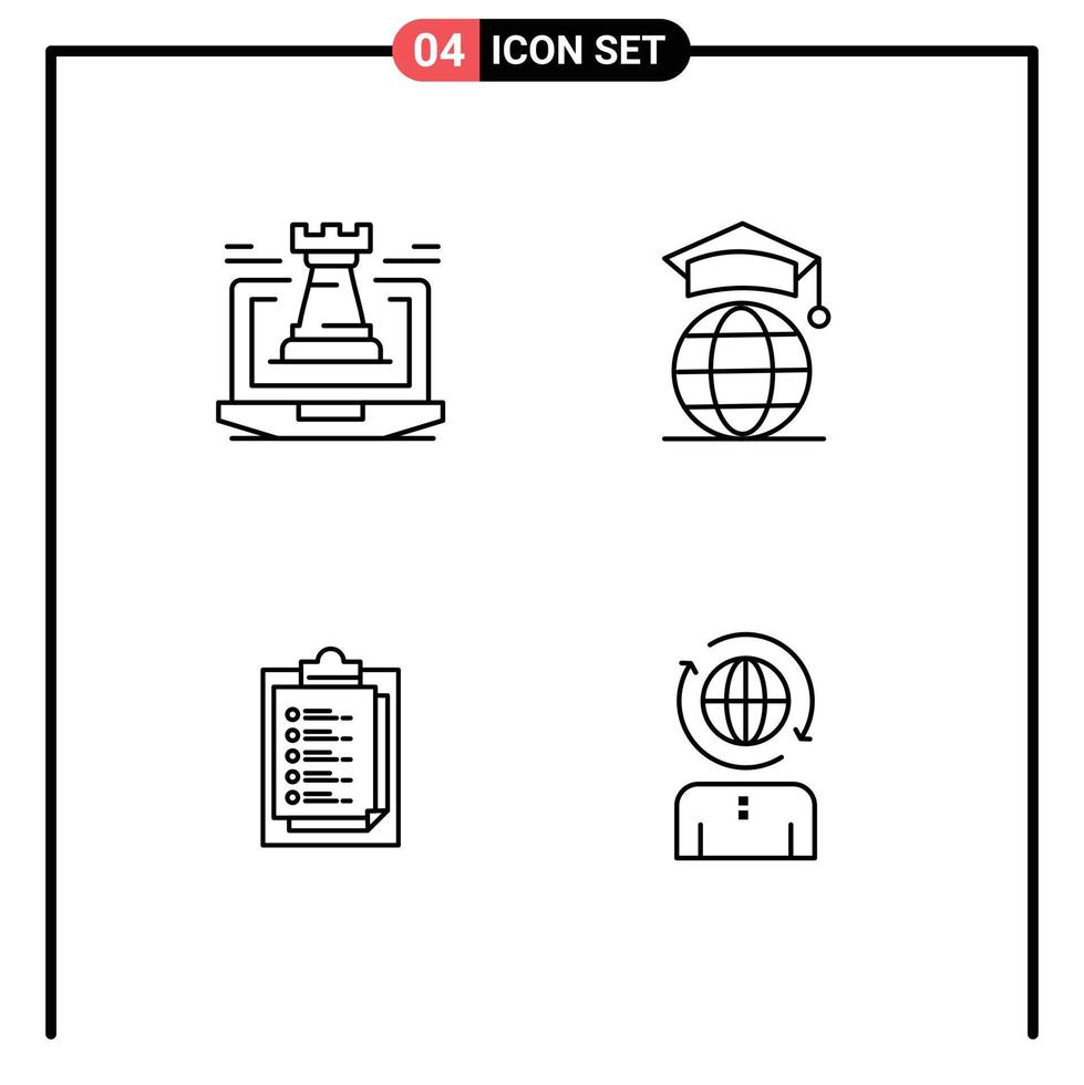 4 creativo icone moderno segni e simboli di castello bloc notes il computer portatile Internet risultato modificabile vettore design elementi