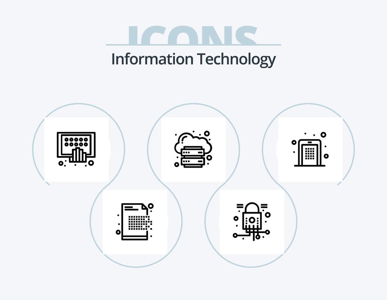 informazione tecnologia linea icona imballare 5 icona design. Rete. cibernetico. parola d'ordine. elettrico. computer vettore