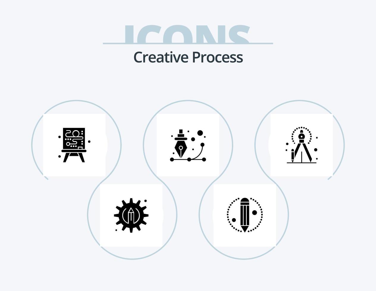 creativo processi glifo icona imballare 5 icona design. . grafico. . creativo vettore