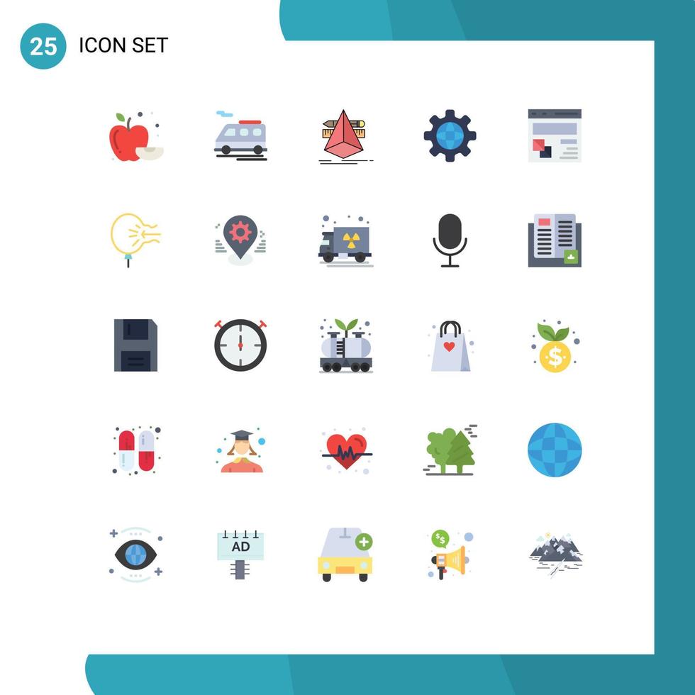25 utente interfaccia piatto colore imballare di moderno segni e simboli di pagina web sviluppo schizzo sviluppare mondo modificabile vettore design elementi