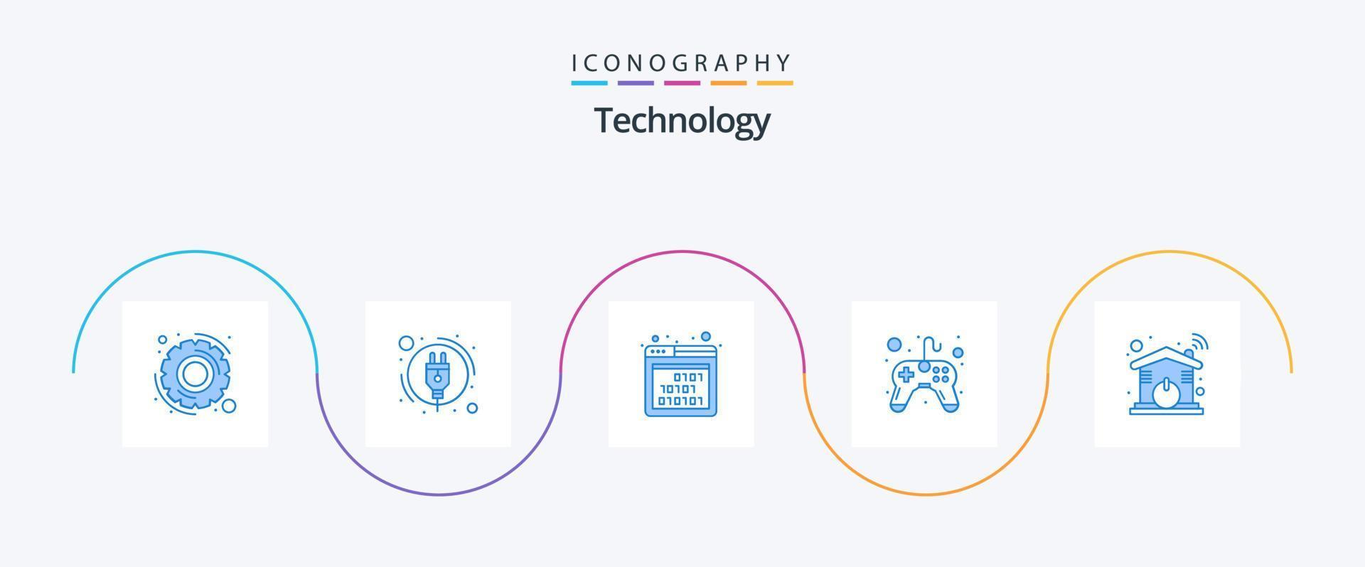 tecnologia blu 5 icona imballare Compreso Wifi. casa. interfaccia. automazione. gioco vettore