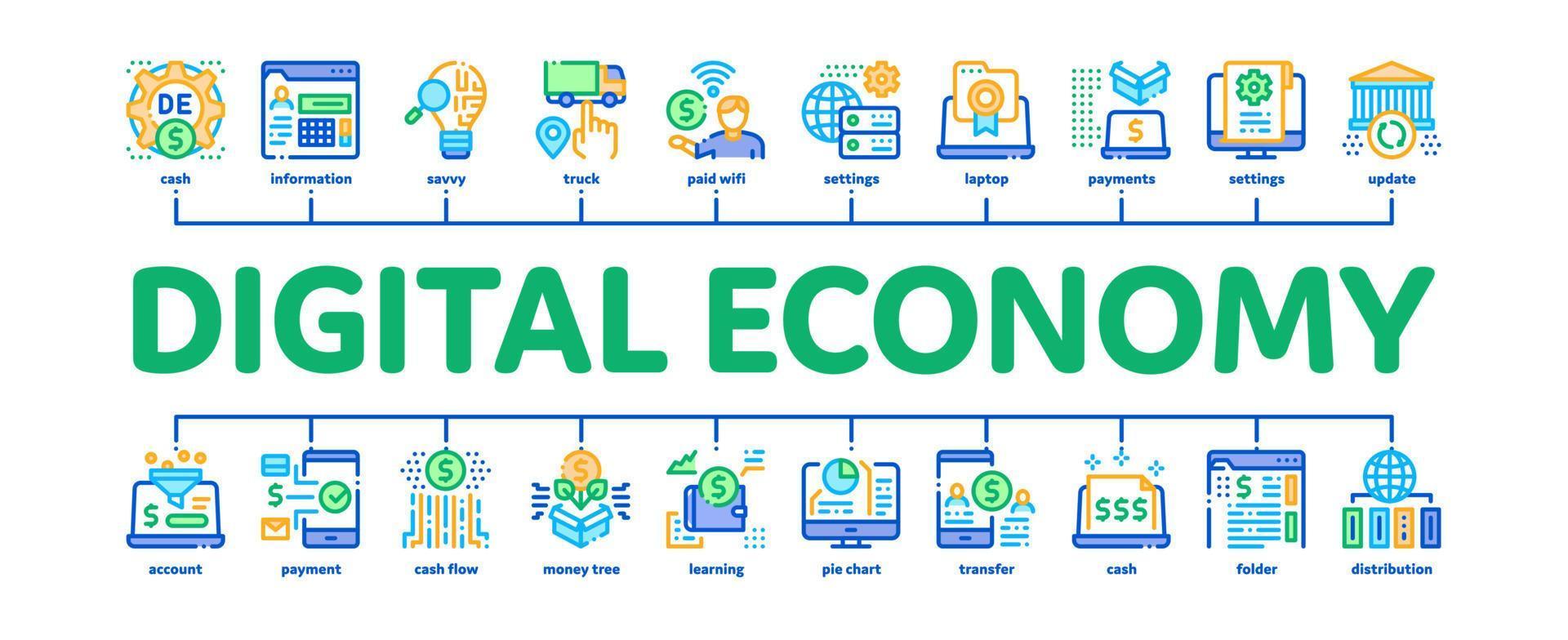 digitale economia e e-business minimo Infografica bandiera vettore