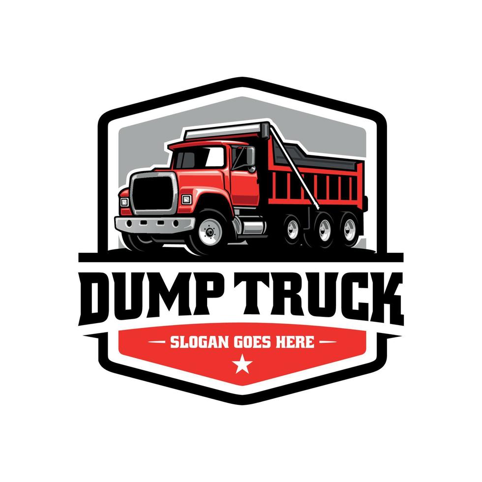 cumulo di rifiuti camion ribaltabile camion illustrazione logo vettore