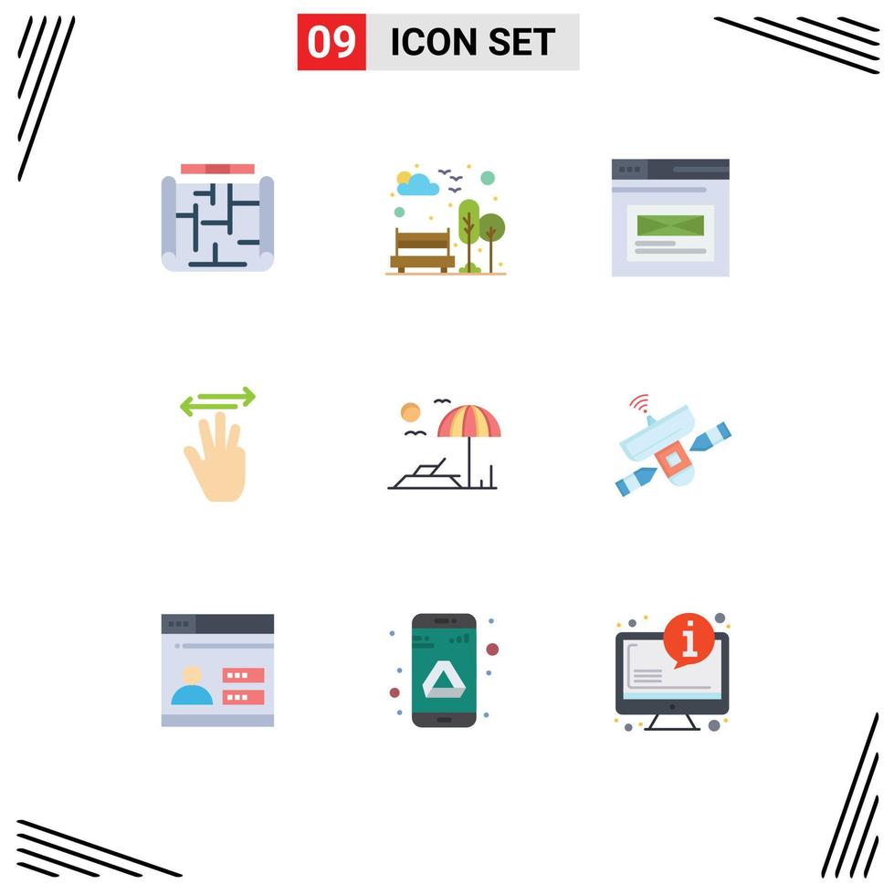mobile interfaccia piatto colore impostato di 9 pittogrammi di giusto su Internet mano cursore design modificabile vettore design elementi