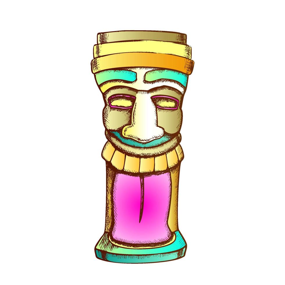 tiki idolo lavorato legna totem colore vettore