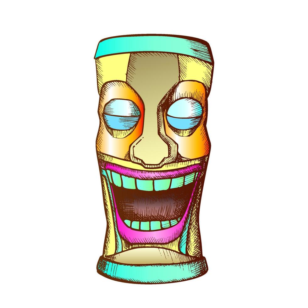 tiki idolo lavorato di legno pianto totem colore vettore