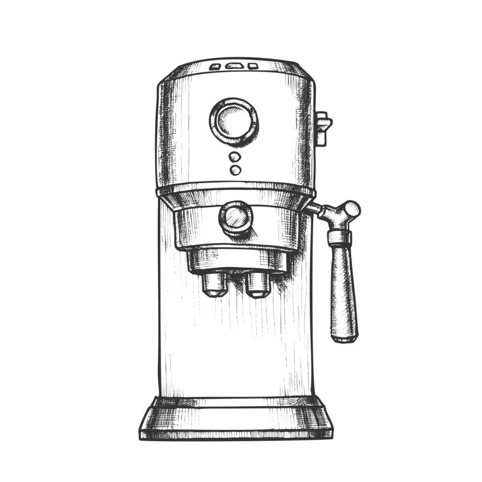 caffè espresso macchina davanti Visualizza monocromatico vettore