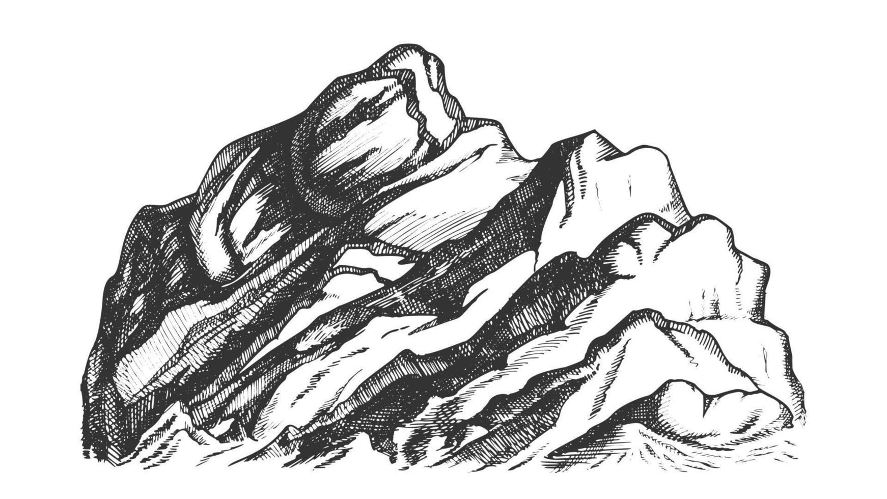 vertice di montagna paesaggio mano disegnato vettore