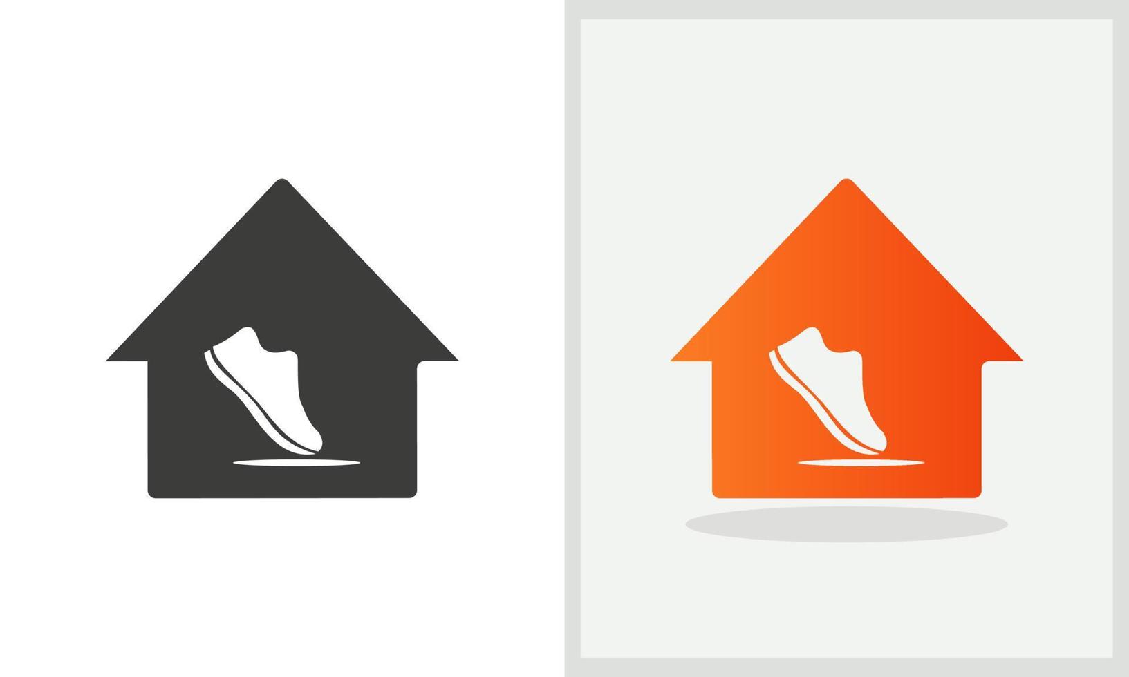 scarpa Casa logo design. casa logo con scarpa concetto vettore. scarpa e casa logo design vettore