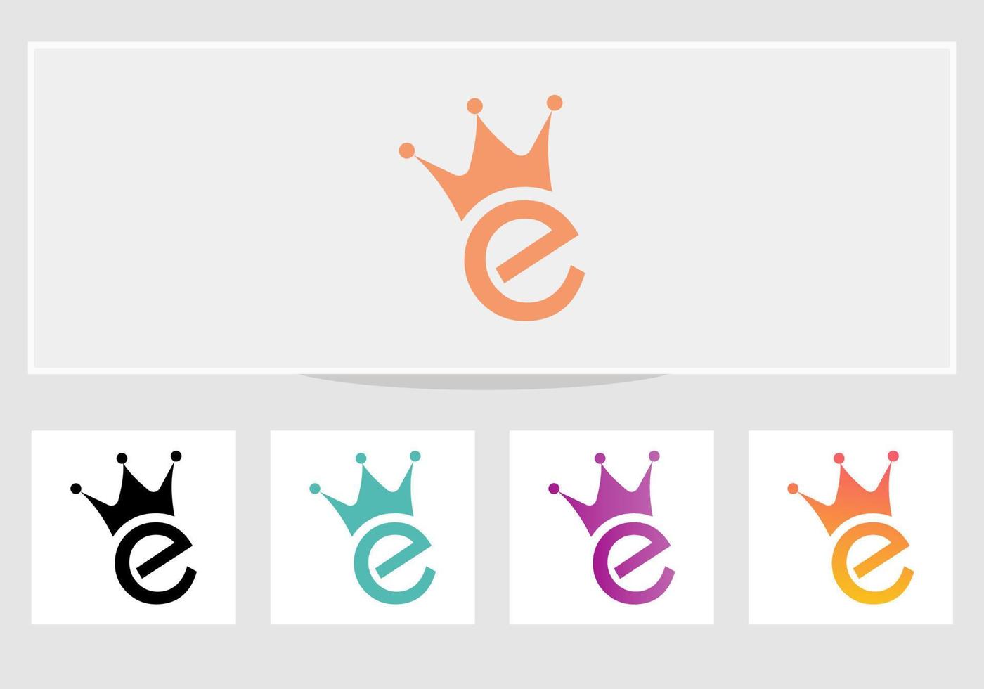 lettera e corona logo design vettore