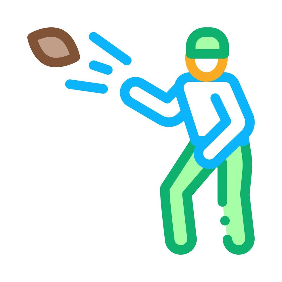 Rugby giocatore lanci palla icona vettore schema illustrazione