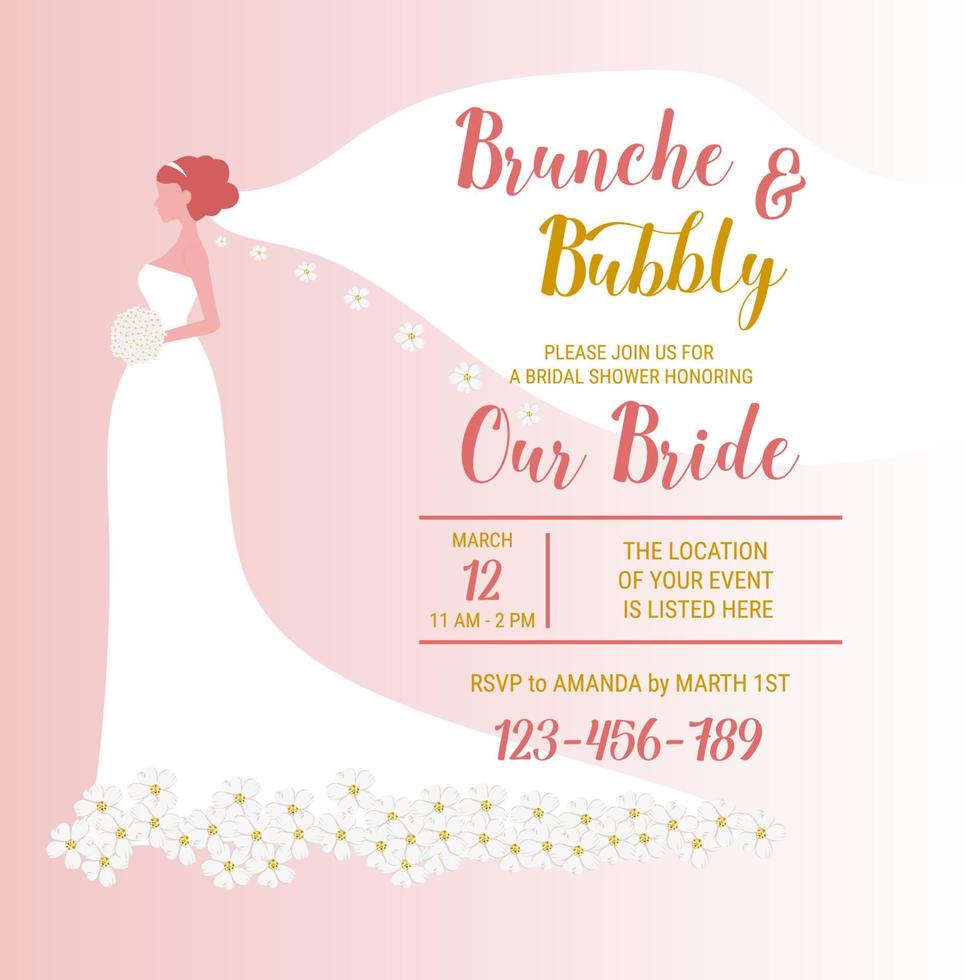 brunch e pieno di bolle invito. bridal doccia. vettore