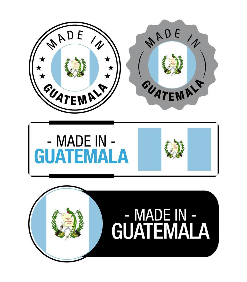 impostato di fatto nel Guatemala etichette, logo, Guatemala bandiera, Guatemala Prodotto emblema vettore