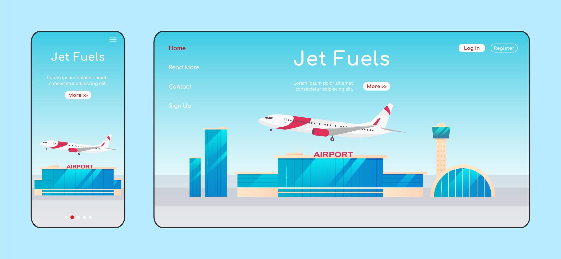 pagina di destinazione adattiva dei carburanti per aerei vettore