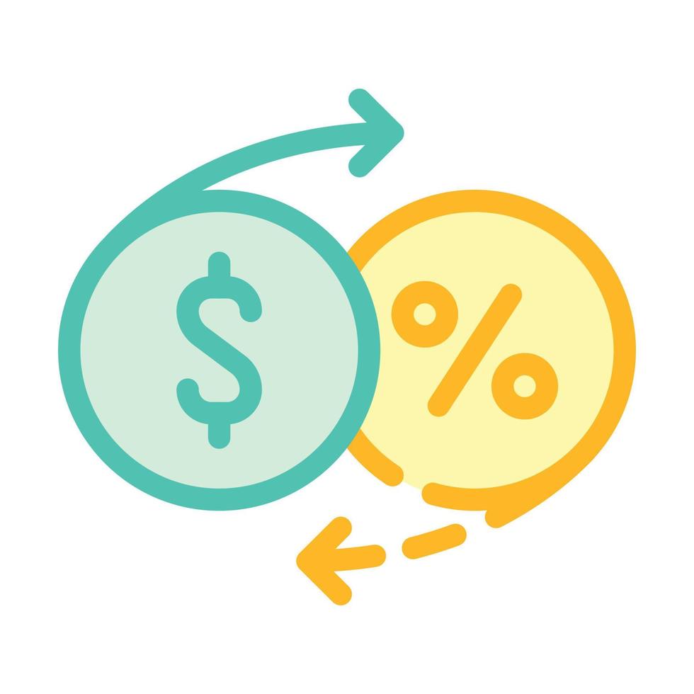 i soldi percentuale ritorno colore icona vettore illustrazione
