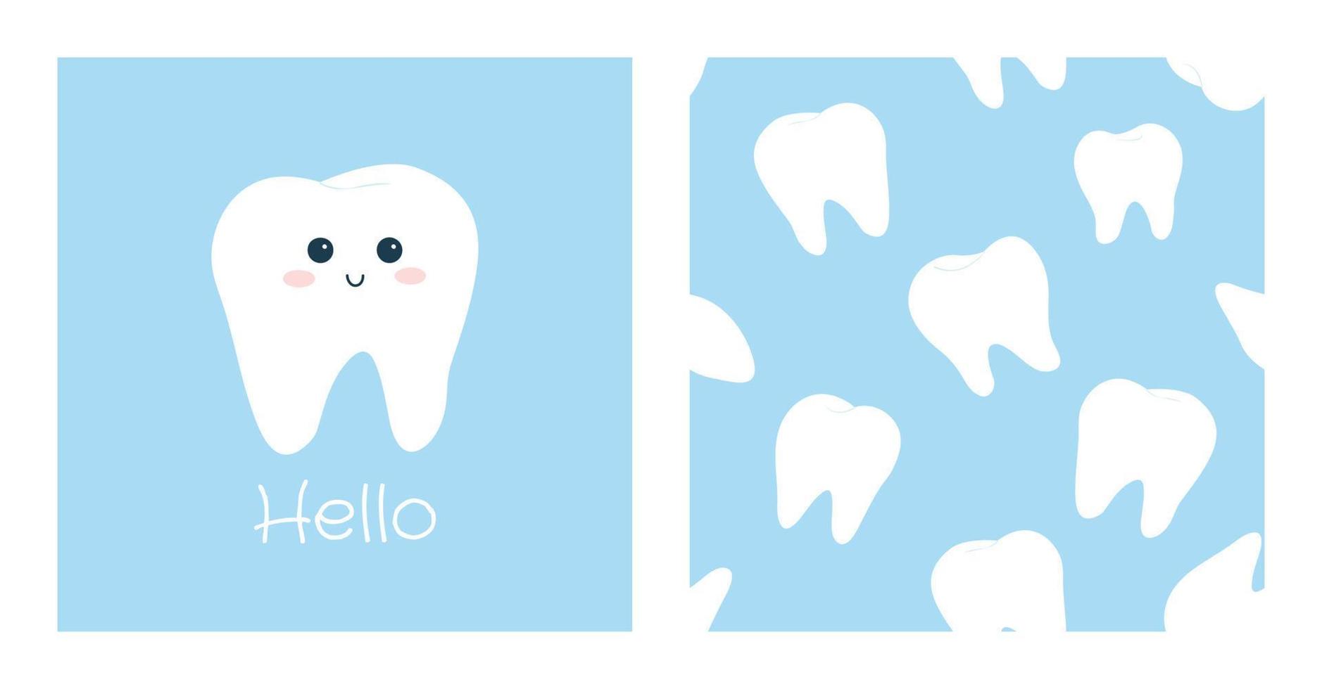 carino vettore illustrazione e senza soluzione di continuità modello con bianca sorridente dente.