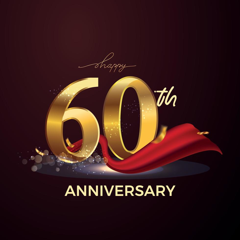 anniversario 60. oro 3d numeri. manifesto modello per festeggiare 60 ° anniversario evento festa. vettore illustrazione