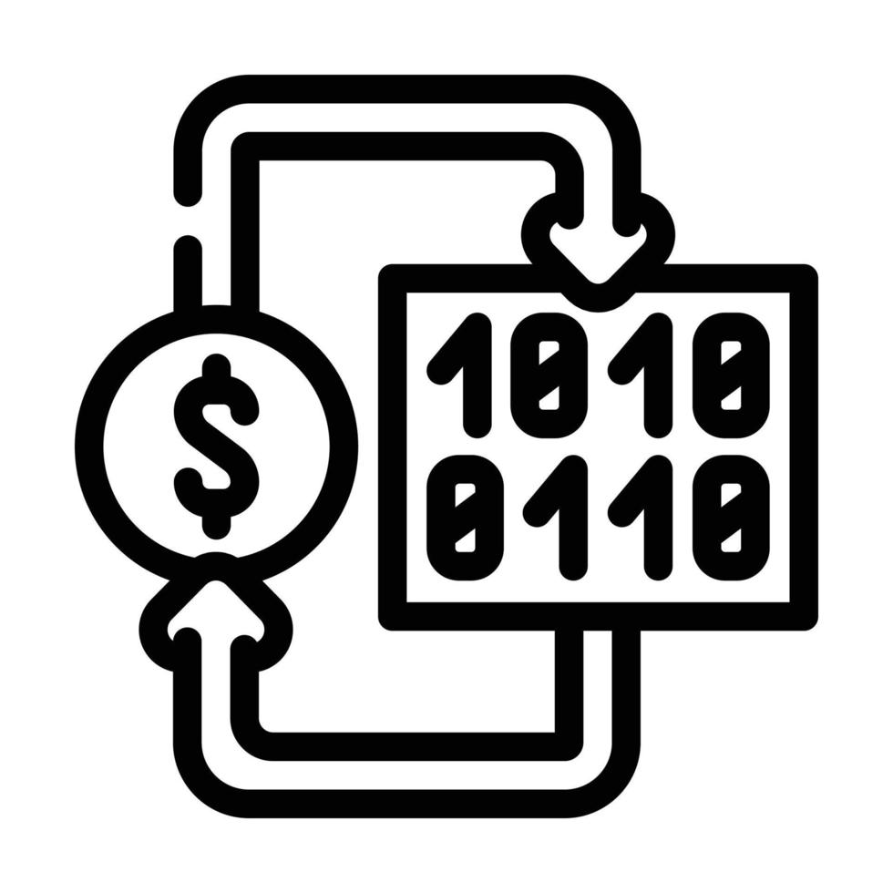 conversione digitale i soldi in carta linea icona vettore illustrazione