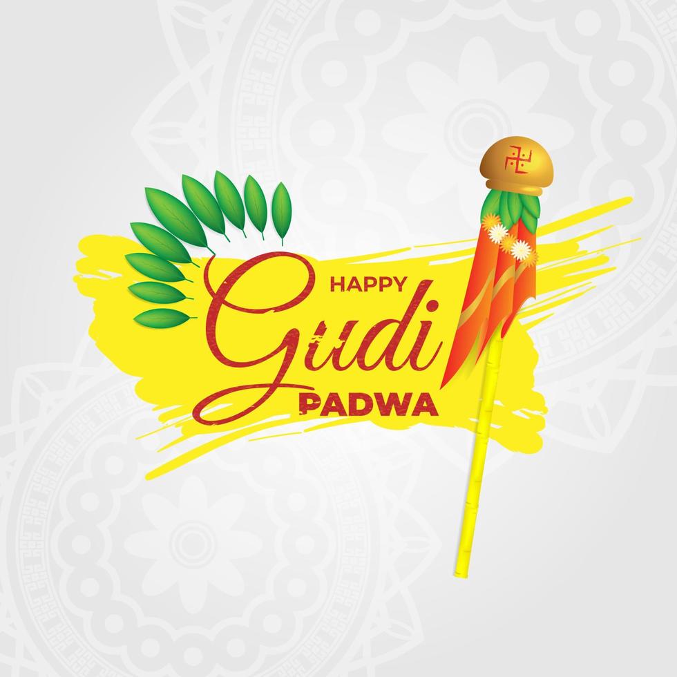 contento Gudi Padwa marathi nuovo anno saluto manifesto vettore