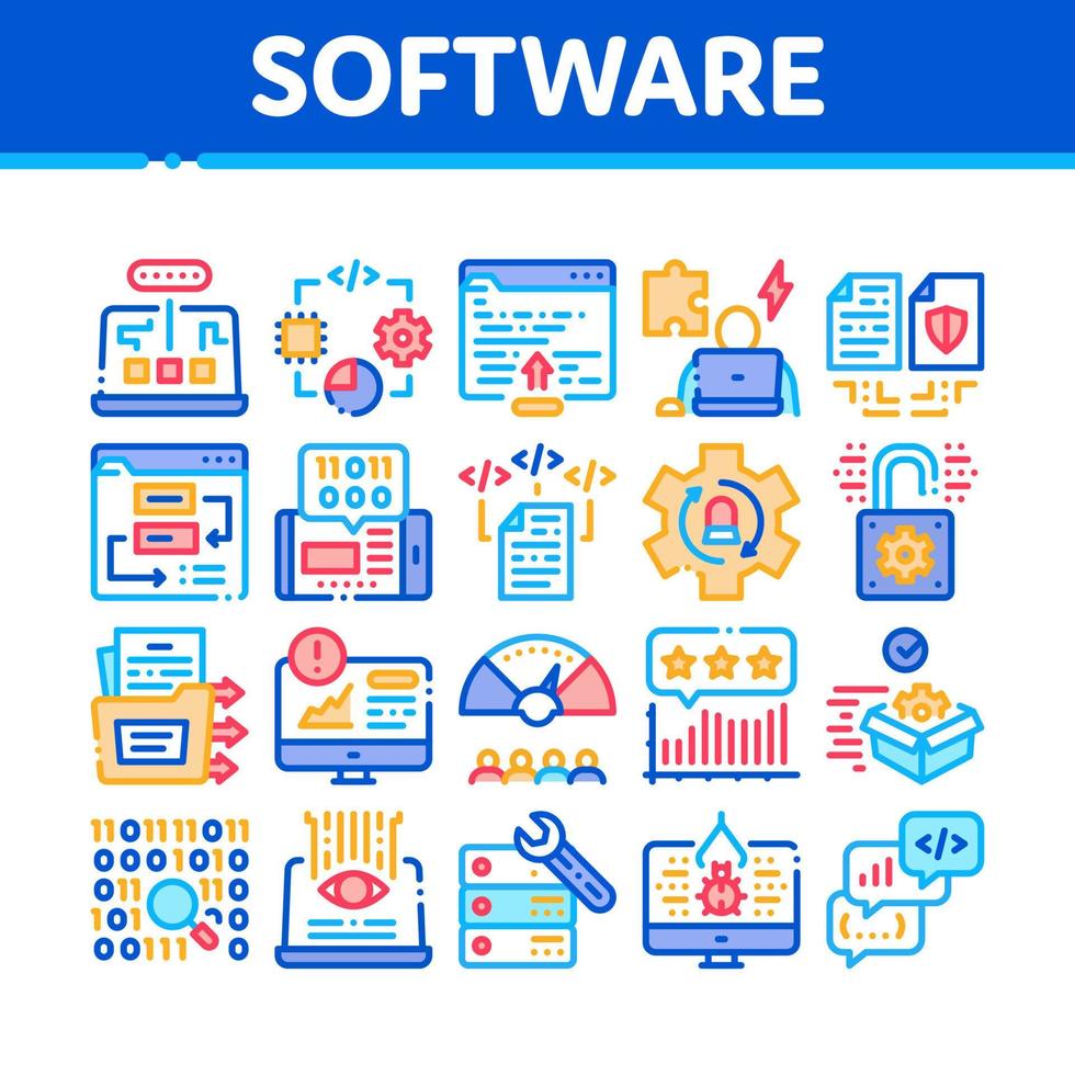 Software analisi e analisi icone impostato vettore