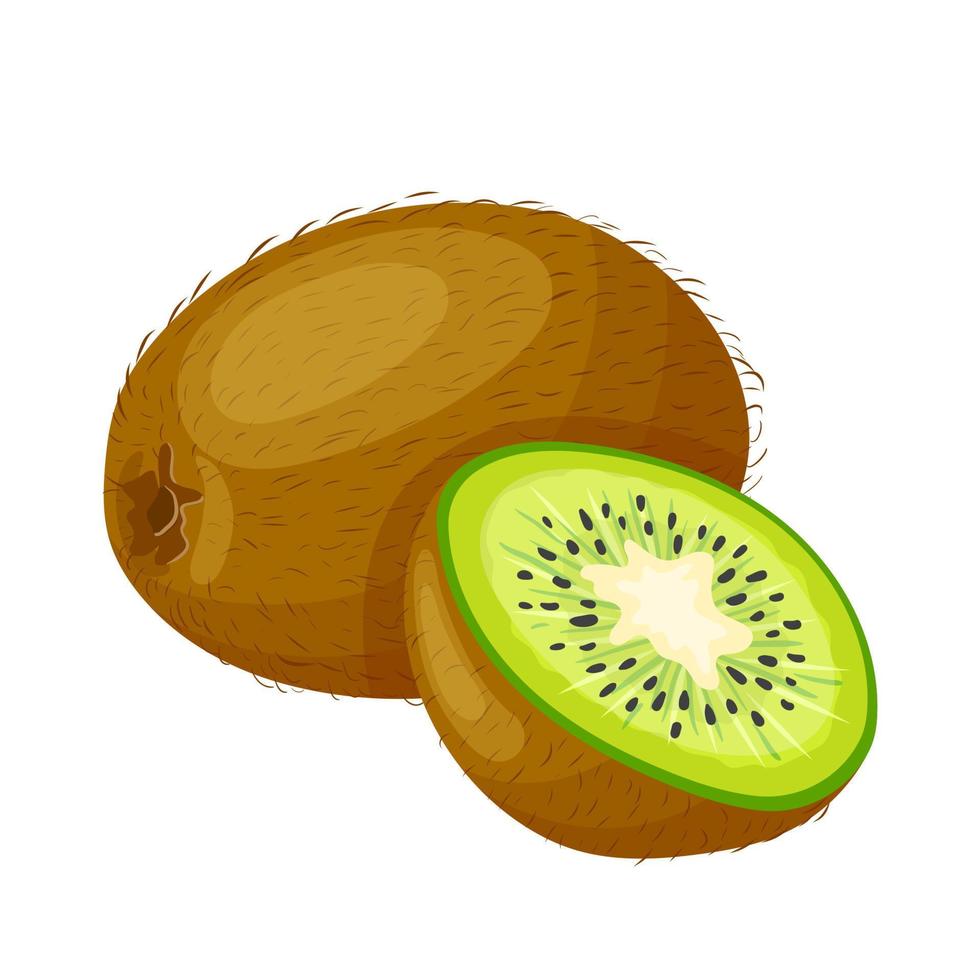 Kiwi tagliare frutta cartone animato vettore illustrazione