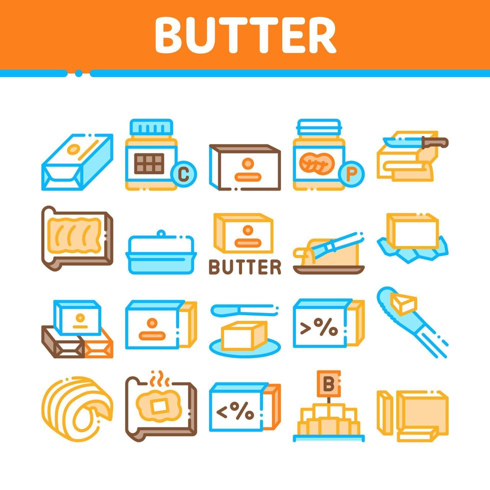 burro o margarina collezione icone impostato vettore