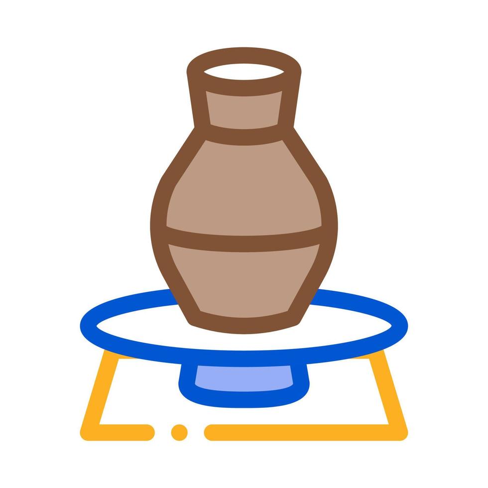 vaso su ceramica ruota icona vettore schema illustrazione