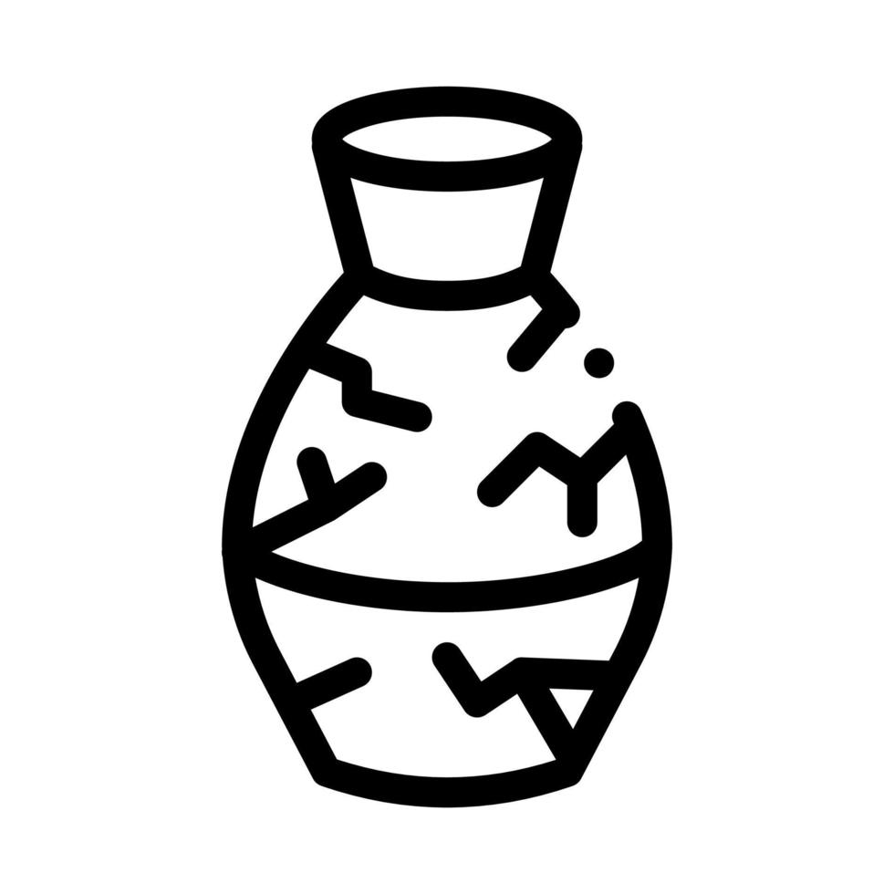 rotto argilla vaso icona vettore schema illustrazione