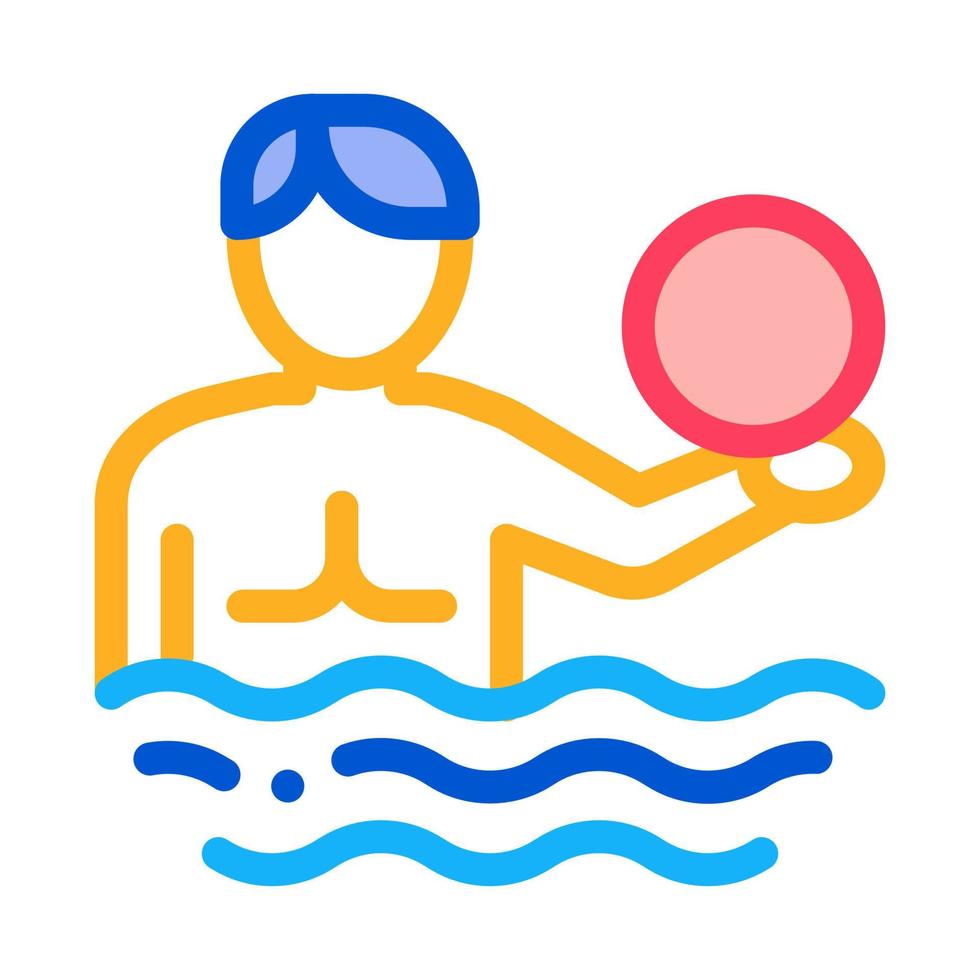 uomo e pallavolo acqua palla icona vettore schema illustrazione
