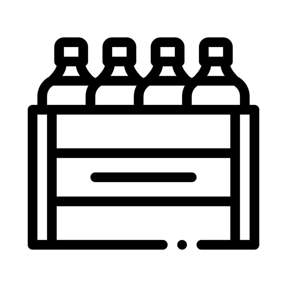 scatola con bottiglie di latte icona vettore schema illustrazione