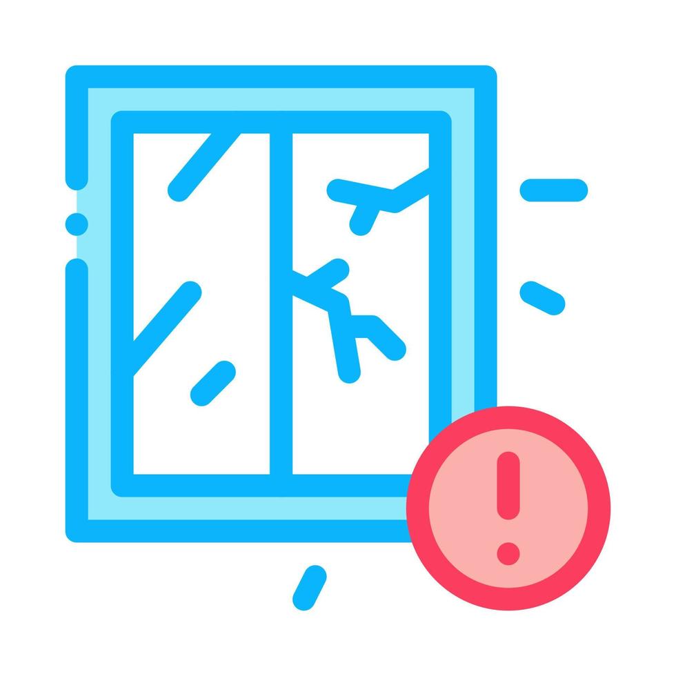 Cracked finestra perché di ertnquake icona vettore schema illustrazione