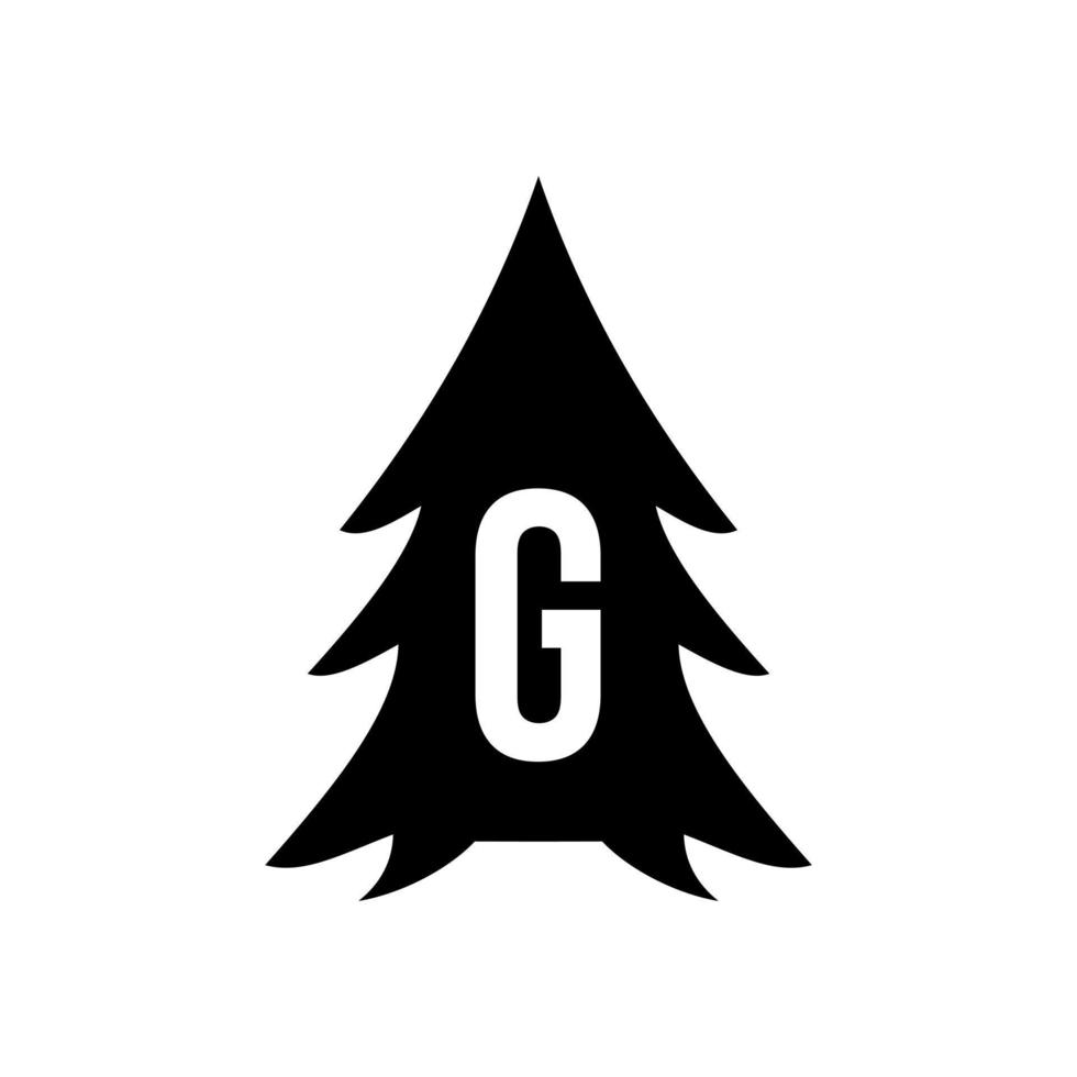 lettera g pino albero logo design vettore