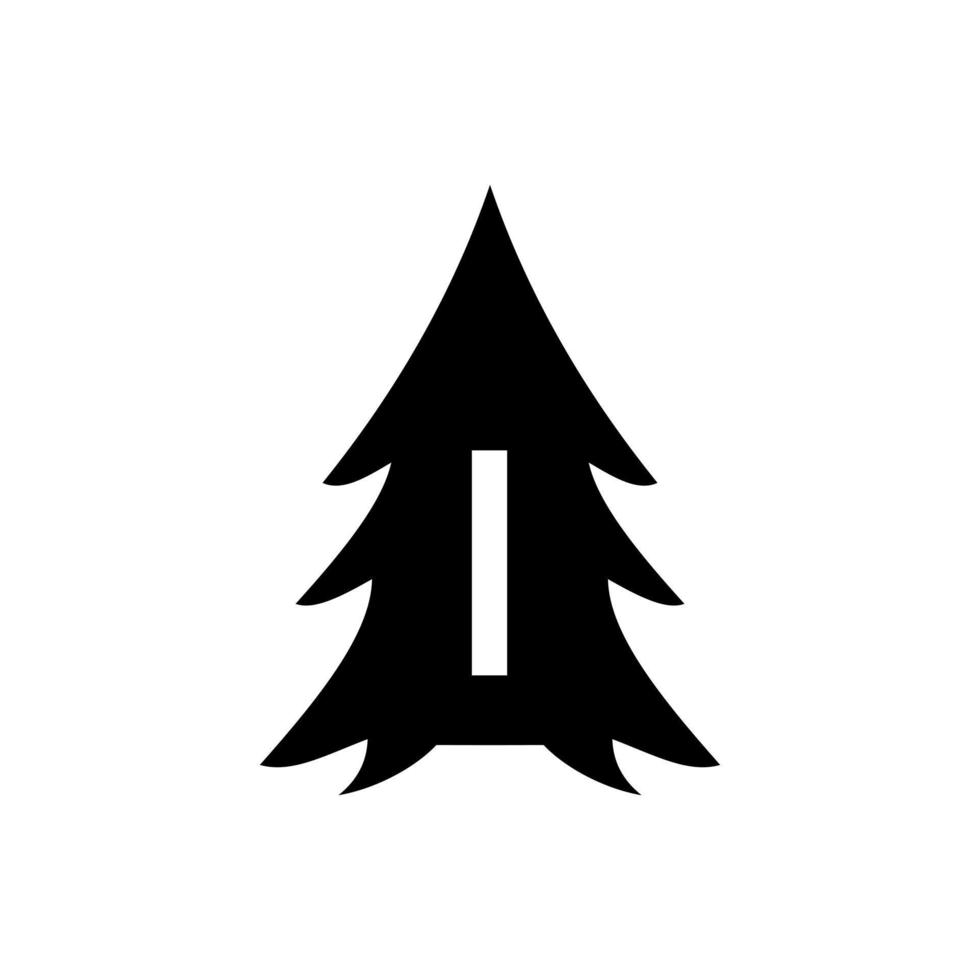 lettera io pino albero logo design vettore