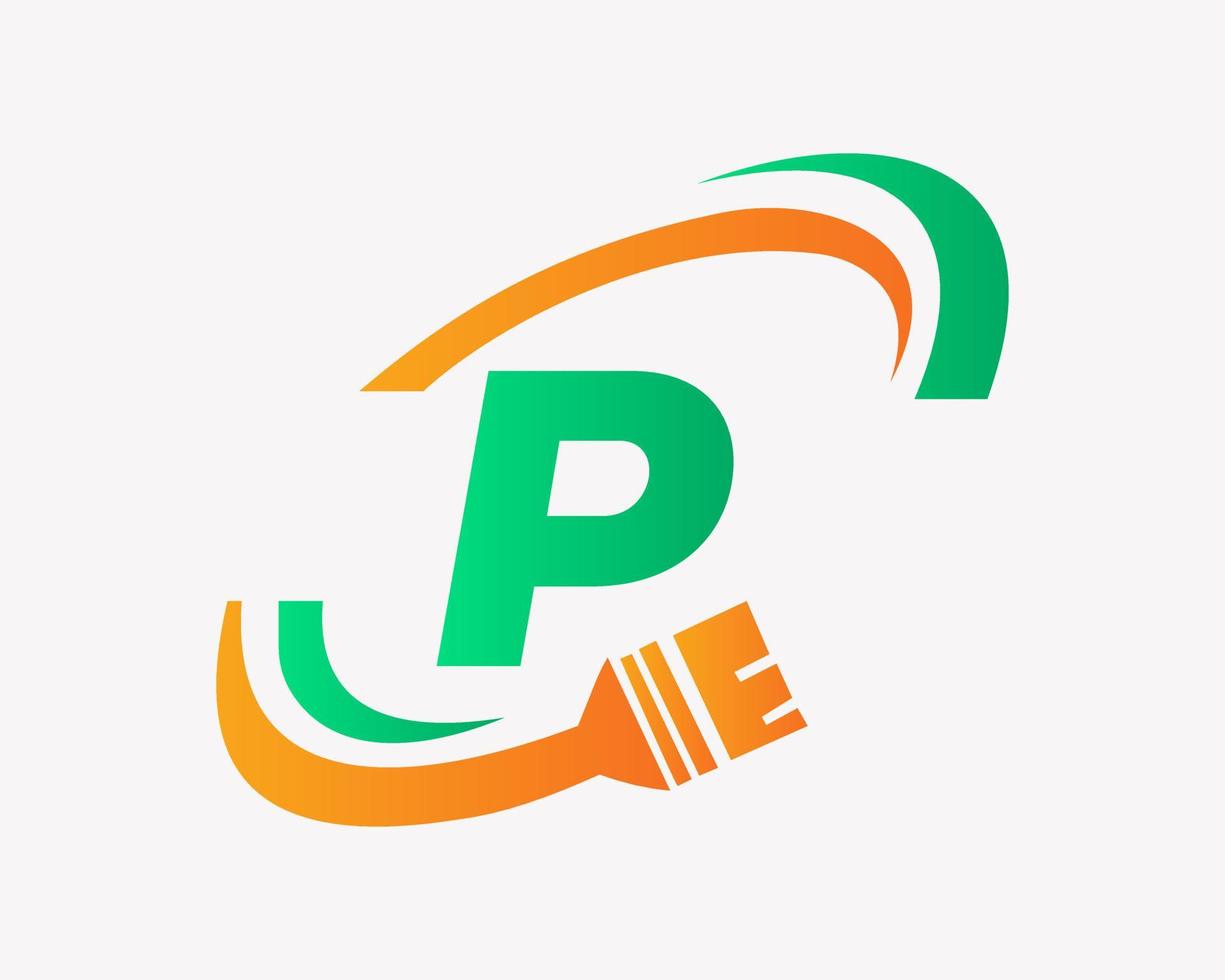 lettera p Casa pittura logo design vettore