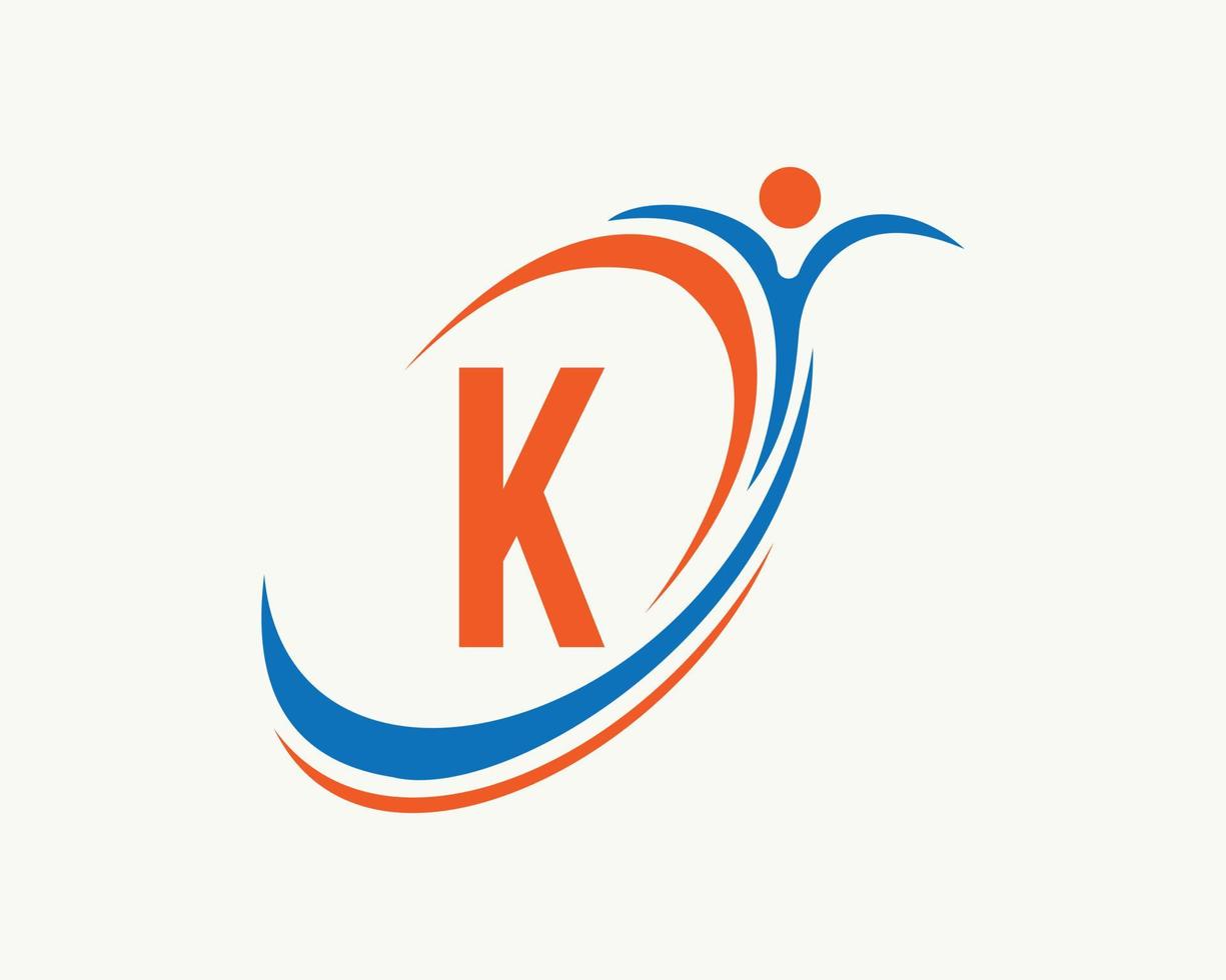 lettera K fitness logo design. bio, Salute icona. medico logotipo vettore