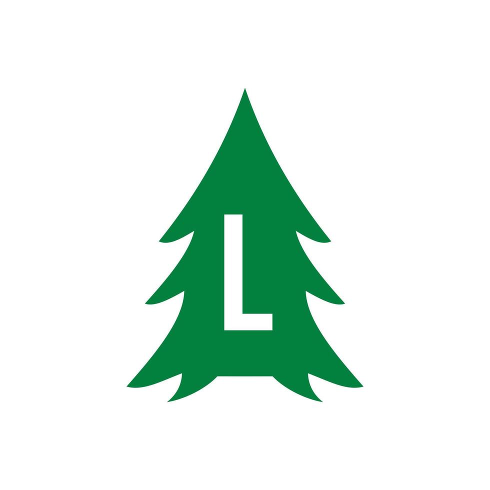 lettera l pino albero logo design vettore