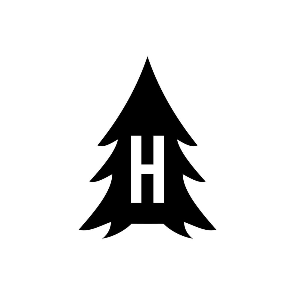 lettera h pino albero logo design vettore