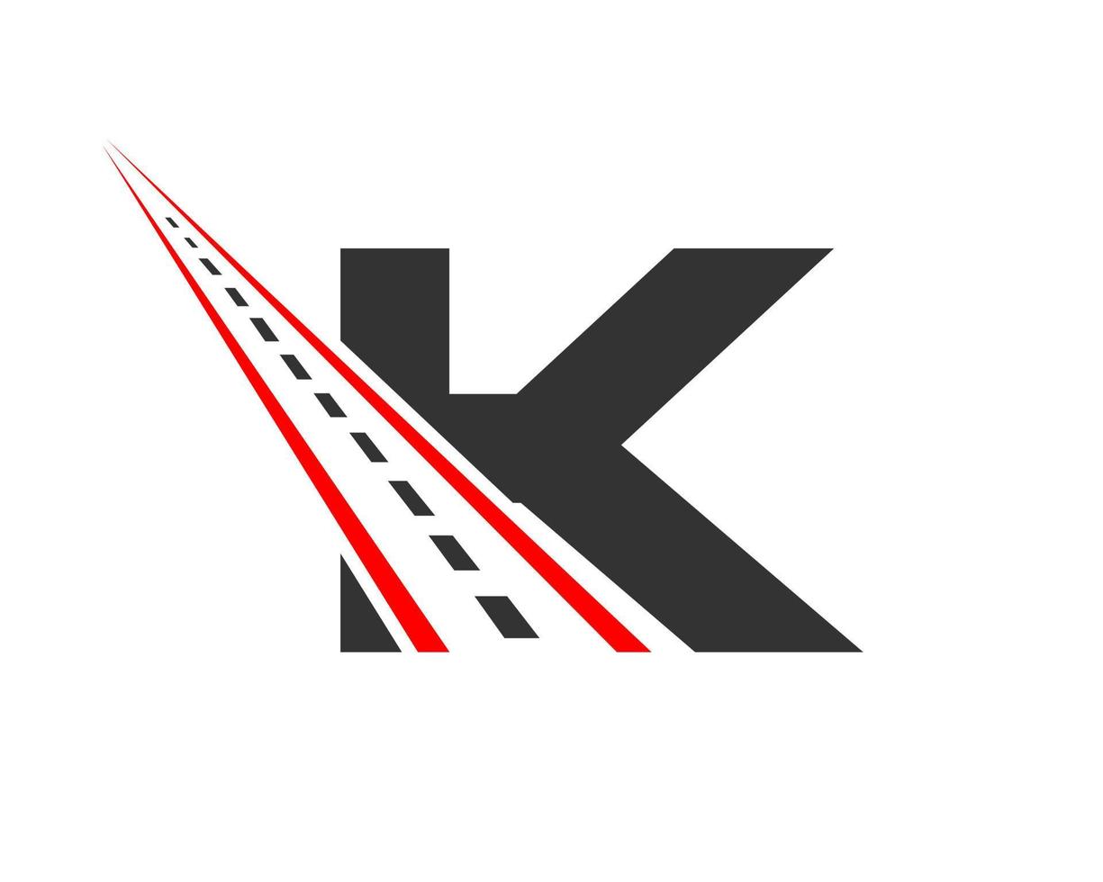 trasporto logo con K lettera concetto. strada logo design modello vettore