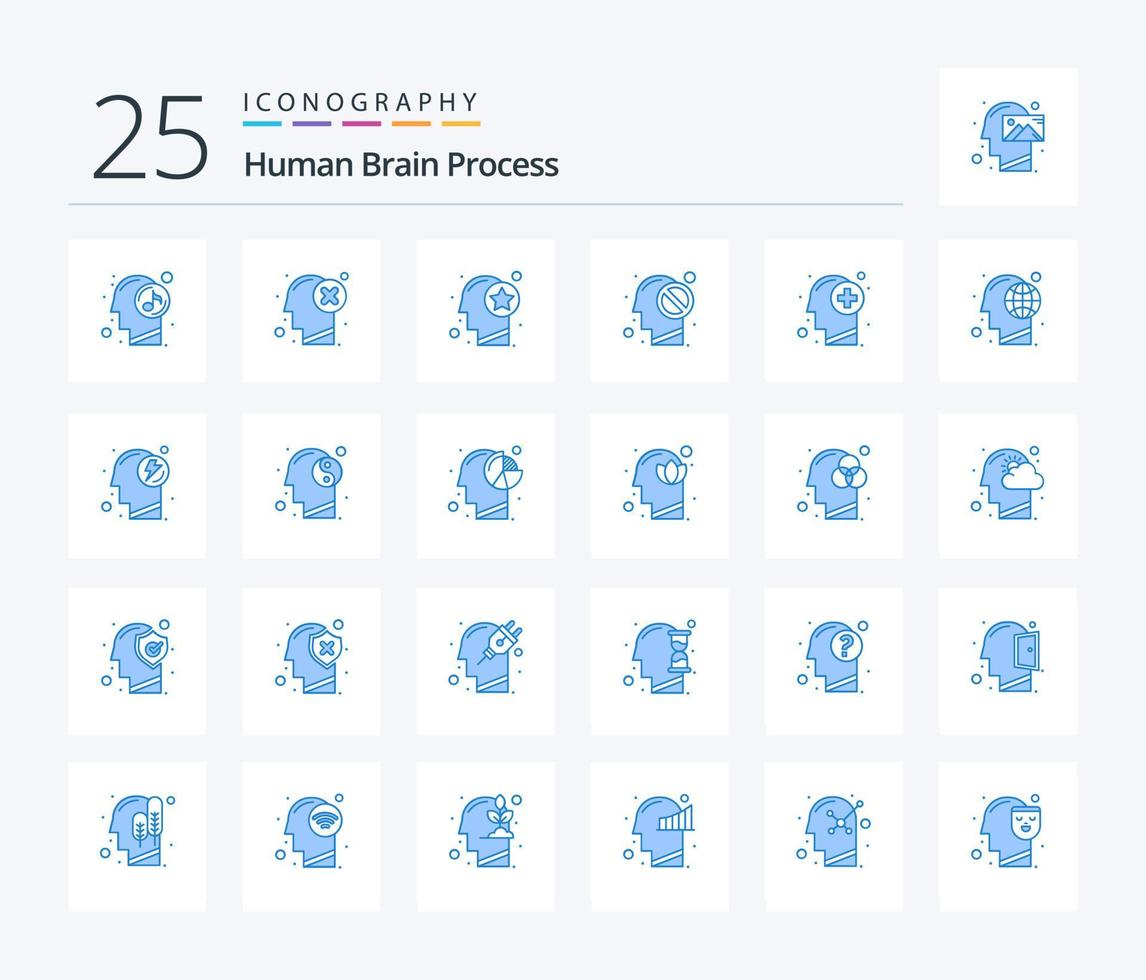 umano cervello processi 25 blu colore icona imballare Compreso proibito. mente. marchio. umano. stella vettore