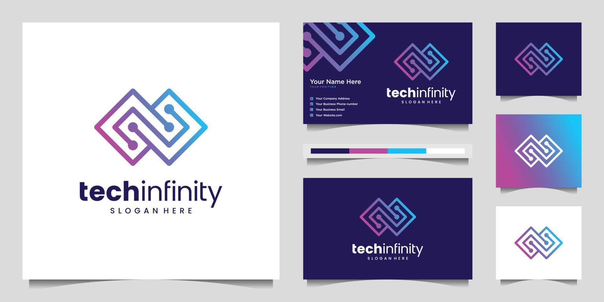 Tech infinito logo design vettore