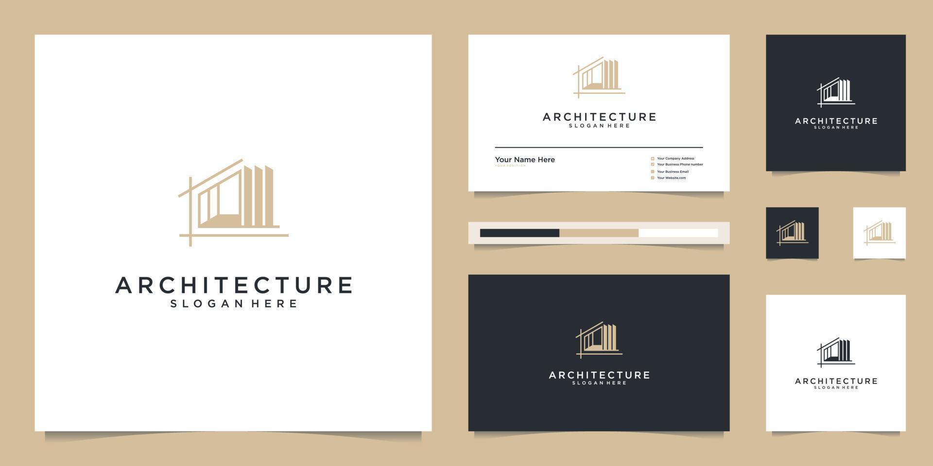 architettonico logo design e attività commerciale carta modelli. astratto struttura di vero proprietà, costruzione, costruzione, appartamento. vettore