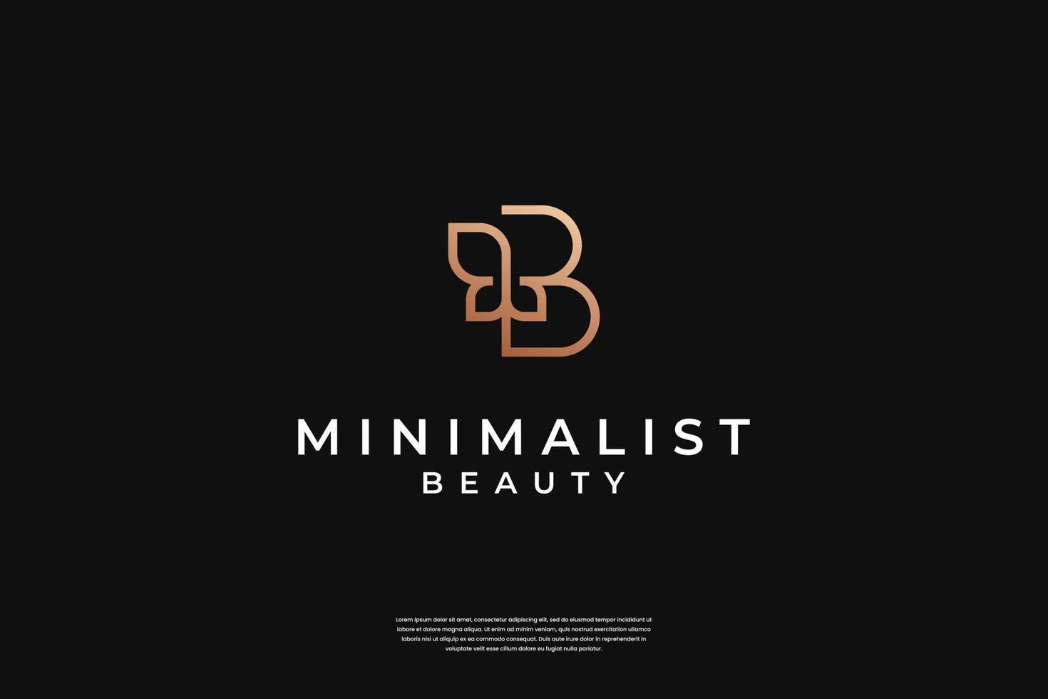 minimalista elegante iniziale B e foglia logo design ispirazione vettore