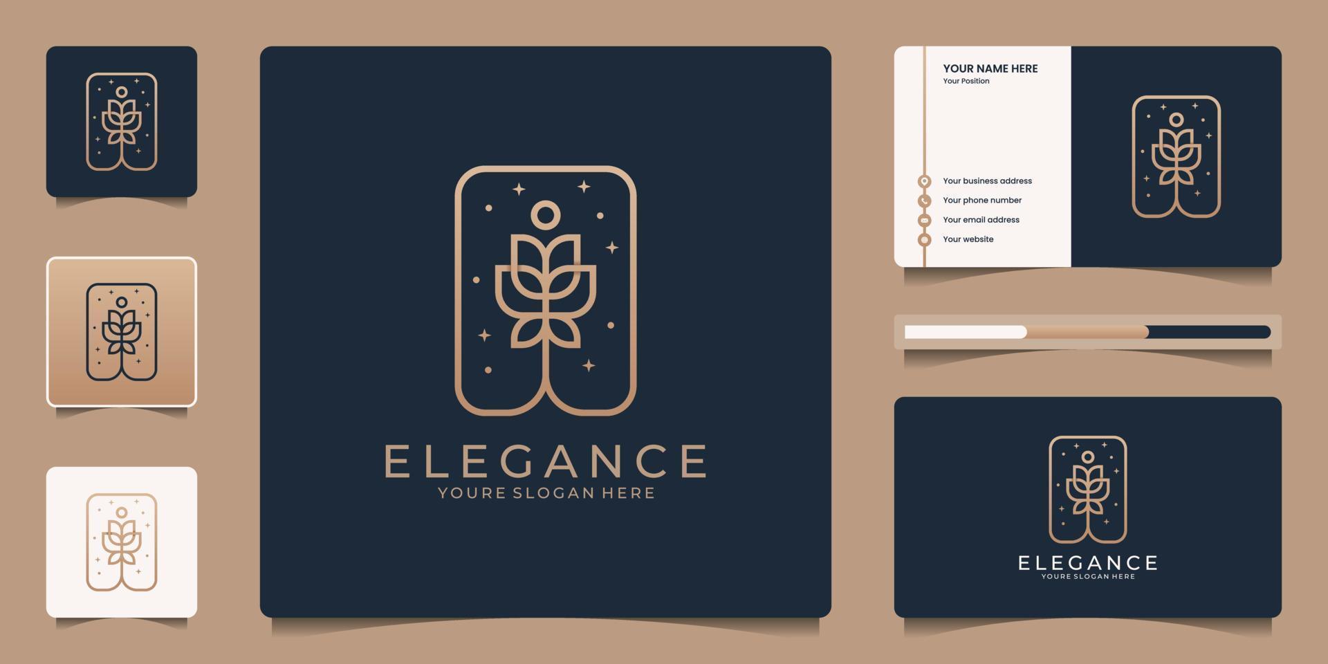 minimalista elegante fiore rosa lusso bellezza salone, moda, cura della pelle, cosmetici, yoga e terme prodotti. logo design e attività commerciale carta vettore