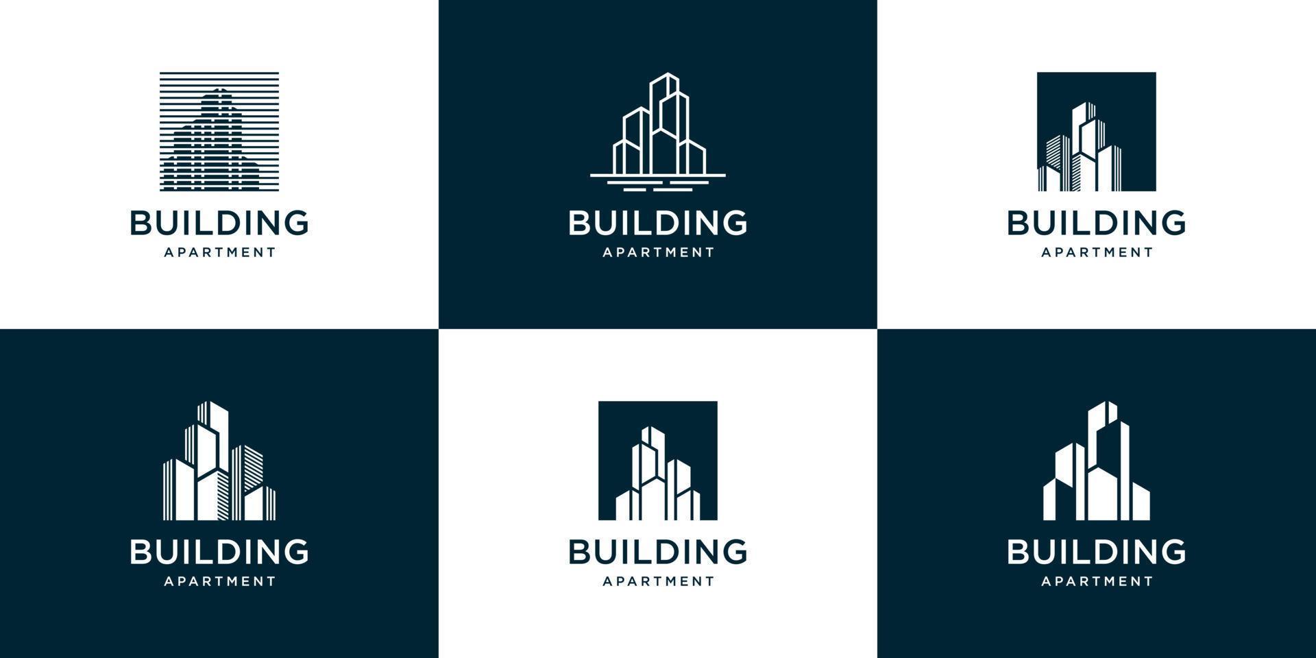 impostato di astratto edificio logo design illustrazione vettore