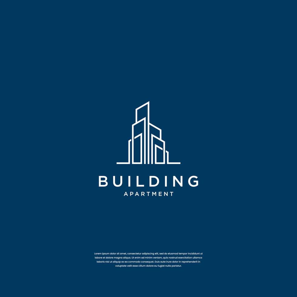 astratto edificio struttura logo design vero proprietà, architettura, costruzione con linea arte stile vettore